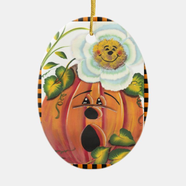 Halloween-Kürbis-Verzierung Keramikornament (Vorne)