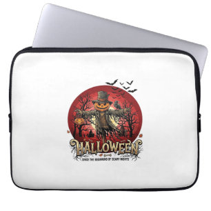 Halloween-Kürbis-Vogelscheuche-Rabe-Fledermäuse_1 Laptopschutzhülle