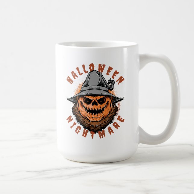 Halloween-Kürbis-Vogelscheuchendesign Kaffeetasse (Rechts)
