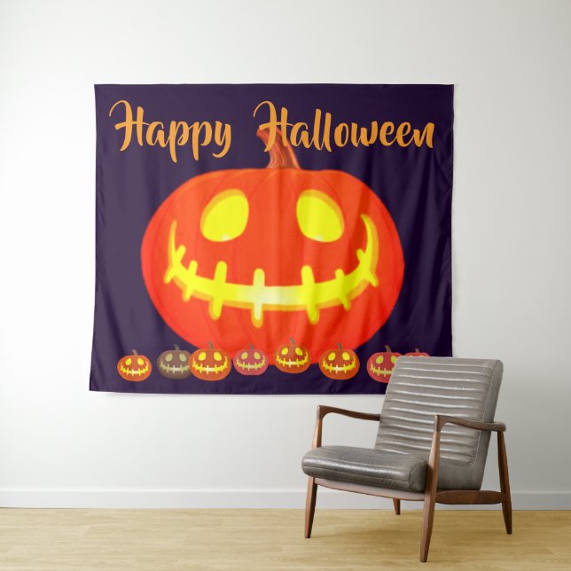 HALLOWEEN-KÜRBIS WANDTEPPICH (Beispiel (Horizontal))