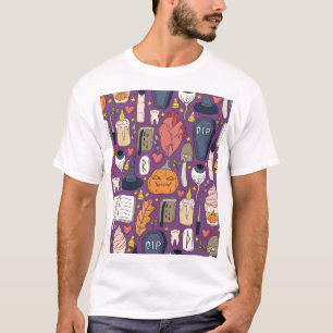 Halloween Kürbis, witzige nahtlose Muster. T-Shirt