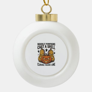 Halloween-Kürbis-Zitat Mondbeschienen Jack O Lante Keramik Kugel-Ornament