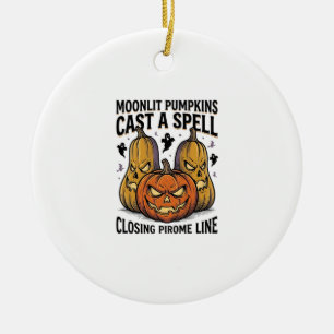 Halloween-Kürbis-Zitat Mondbeschienen Jack O Lante Keramik Ornament