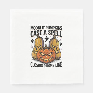 Halloween-Kürbis-Zitat Mondbeschienen Jack O Lante Serviette