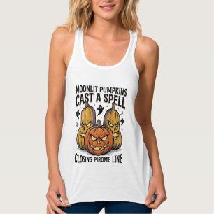 Halloween-Kürbis-Zitat Mondbeschienen Jack O Lante Tank Top