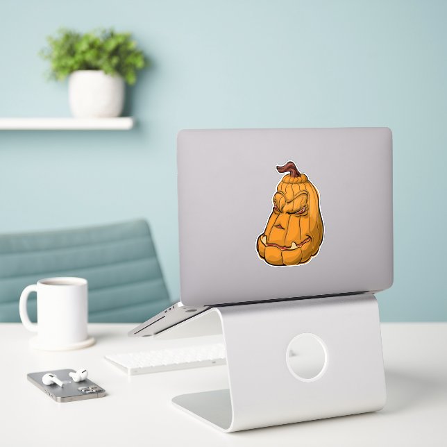 Halloween-Kürbisbild Aufkleber (Laptop auf Schreibtisch)