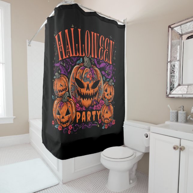 Halloween, Kürbiscoven blüht, Gothic Duschvorhang (Beispiel)