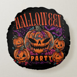 Halloween, Kürbiscoven blüht, Gothic Rundes Kissen