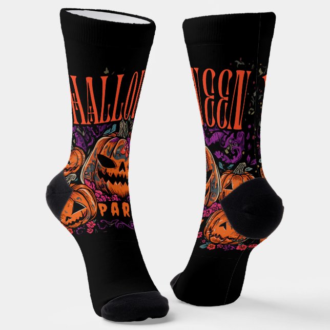 Halloween, Kürbiscoven blüht, Gothic Socken (Gewinkelt)