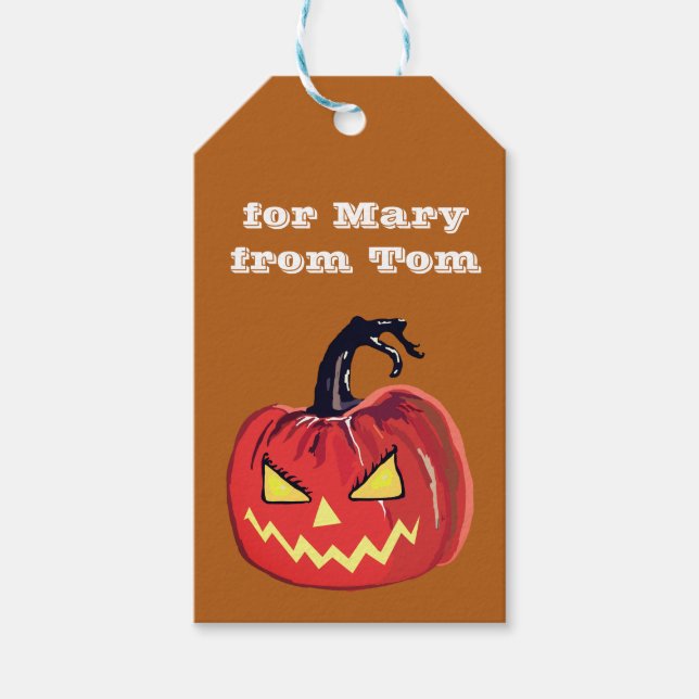 Halloween-Kürbiscreme Geschenkanhänger (Vorderseite)