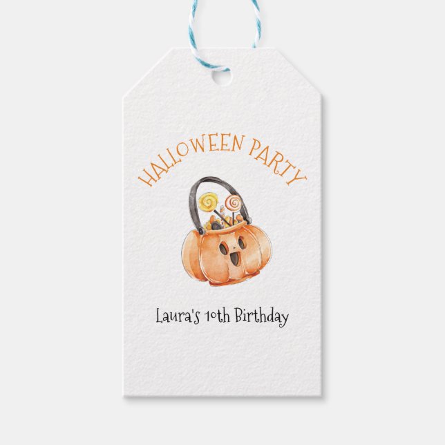 Halloween-Kürbiseimer Geschenkanhänger (Vorderseite)