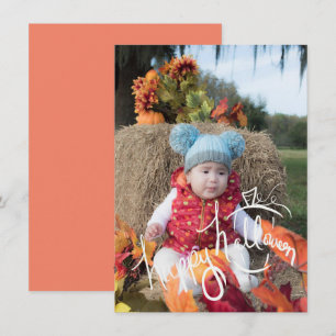Halloween-Kürbisfeld-Buchstaben-Fotokarte Feiertagskarte