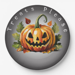 Halloween-Kürbisfeld individuell anpassbar Pappteller