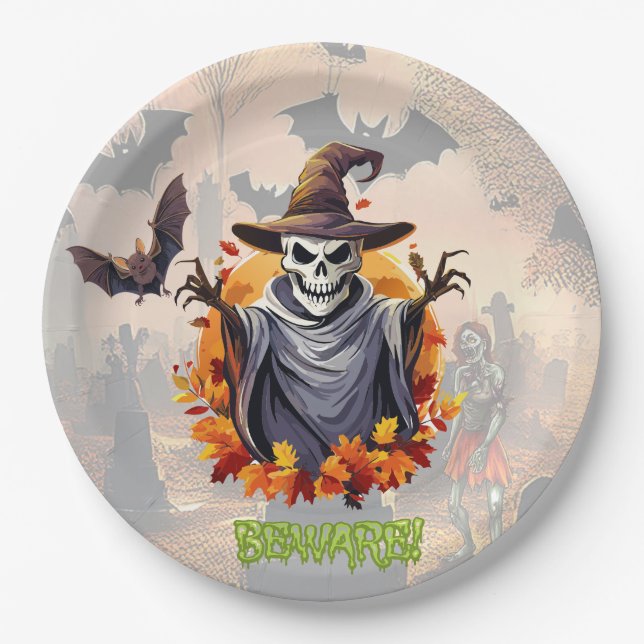 Halloween-Kürbisfeld Pappteller (Vorderseite)