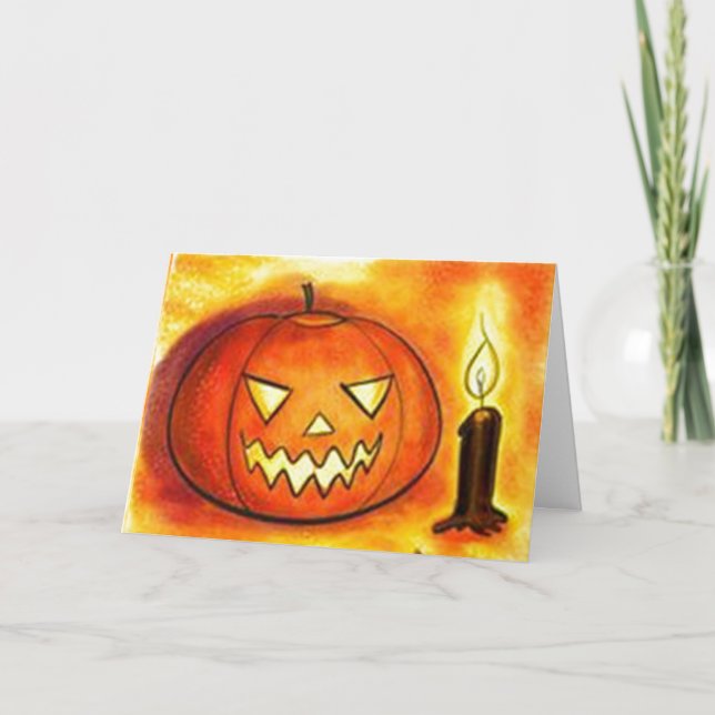Halloween-Kürbisgeklappte Grußkarte Karte (Vorderseite)