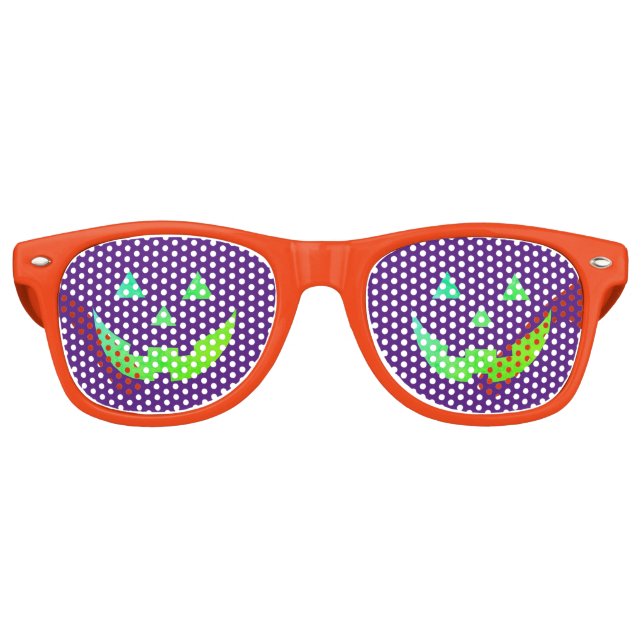 Halloween-Kürbisgesicht lila-grüne Kürbislaterne Partybrille (Vorderseite)