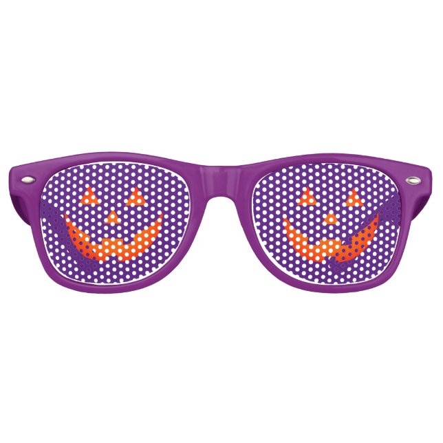 Halloween-Kürbisgesicht mit lila Kürbislaterne Partybrille (Vorderseite)