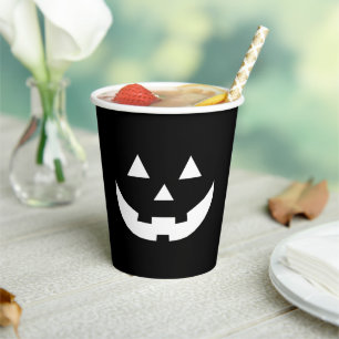 Halloween-Kürbisgesicht mit Schwarz-weißer Kürbisl Pappbecher