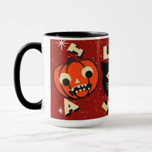 Halloween Kürbiskatzenschädel Vintag Tasse