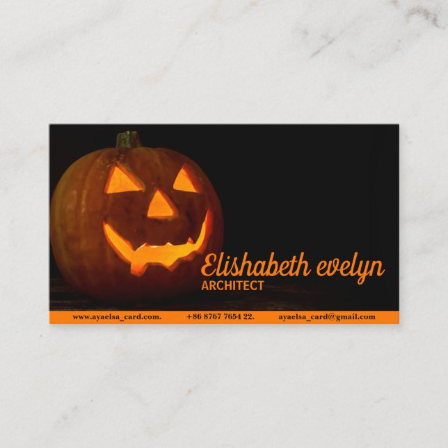 Halloween Kürbiskopf Jack Laterne auf Holz Visitenkarte (Vorderseite)