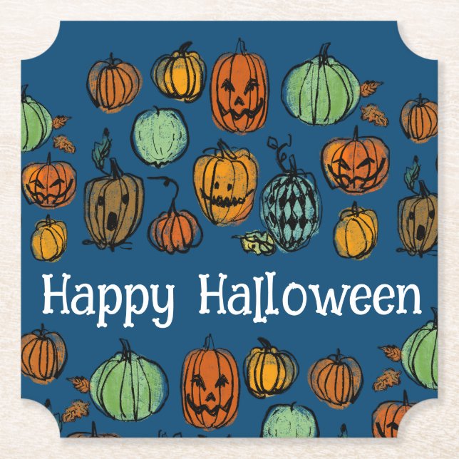 Halloween-Kürbisköpfe Untersetzer (Vorderseite)