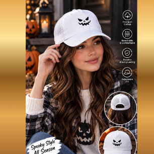 Halloween-Kürbiskopfhut – Minimalistischer Jack O Truckerkappe