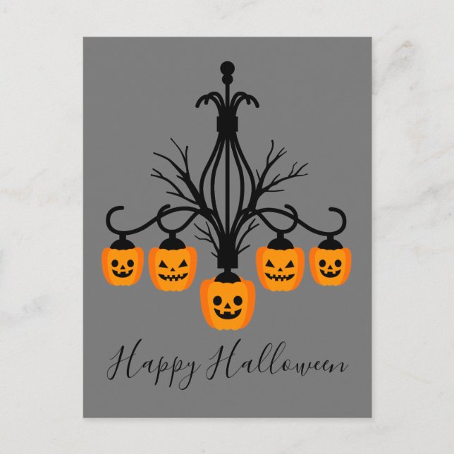Halloween Kürbiskronleuchter Postkarte (Vorderseite)