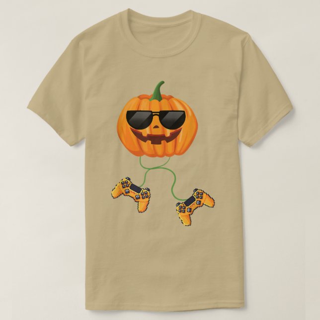 Halloween Kürbislaterne Gamer Boys Kids Men Funny T-Shirt (Design vorne)