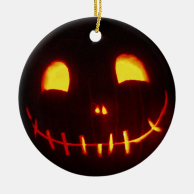 Halloween-Kürbislaterne Keramik Ornament (Vorne)