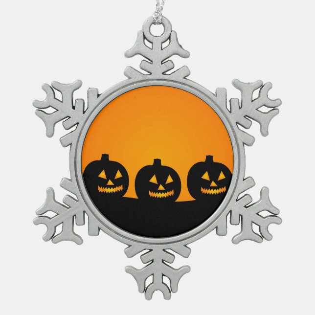 Halloween-Kürbislaterne-Kürbis-Flecken Schneeflocken Zinn-Ornament (Vorderseite)