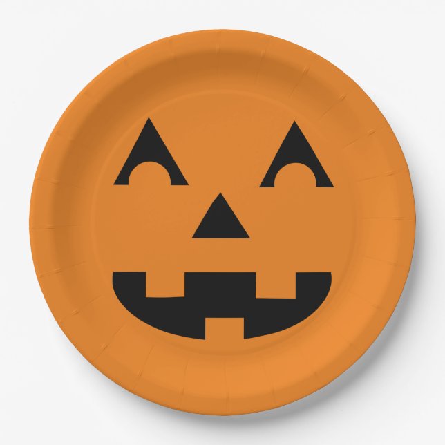 Halloween-Kürbislaterne-Kürbis-Gesicht Pappteller (Vorderseite)