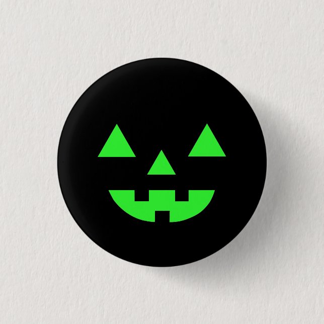 Halloween-Kürbislaterne-Kürbis-Gesichts-Grün Button (Vorderseite)