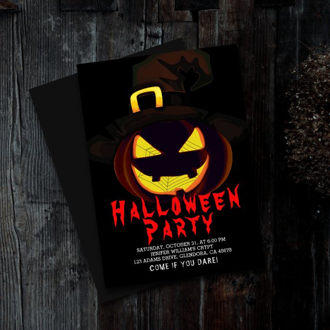 Halloween-Kürbislaterne-Party Einladung (Elevate your upcoming event with uniquely spooky and captivatingly designed Halloween invitations!)