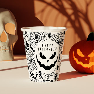 Halloween Kürbislaterne Pumpkin Creepy Face Pappbecher