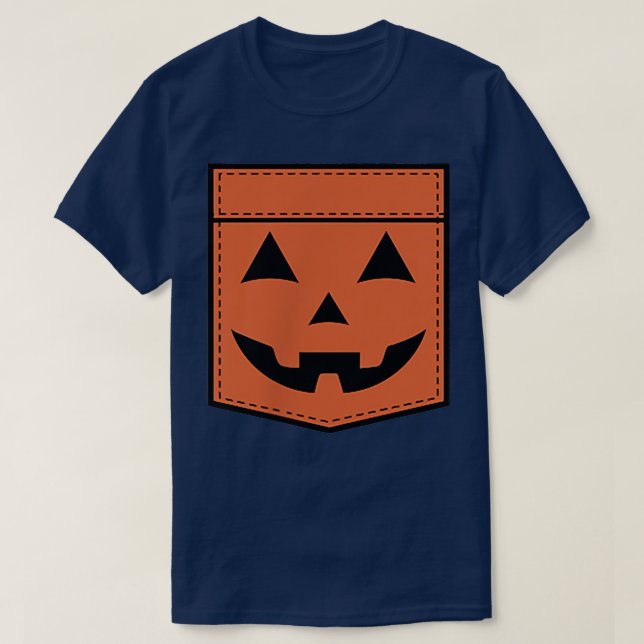 Halloween Kürbislaterne Pumpkin Face Pocket T-Shirt (Design vorne)