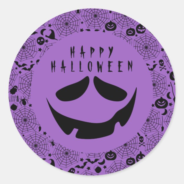 Halloween Kürbislaterne Pumpkin Face Runder Aufkleber (Vorderseite)