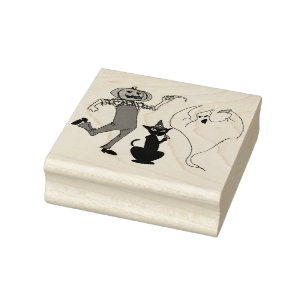 Halloween-Kürbislaterne-schwarze Katzen-Geist Gummistempel