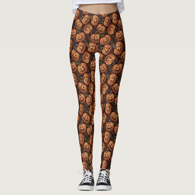 Halloween Kürbislaternen Leggings (Vorderseite)