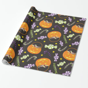 Halloween-Kürbislaternen-Süßigkeiten Geschenkpapier