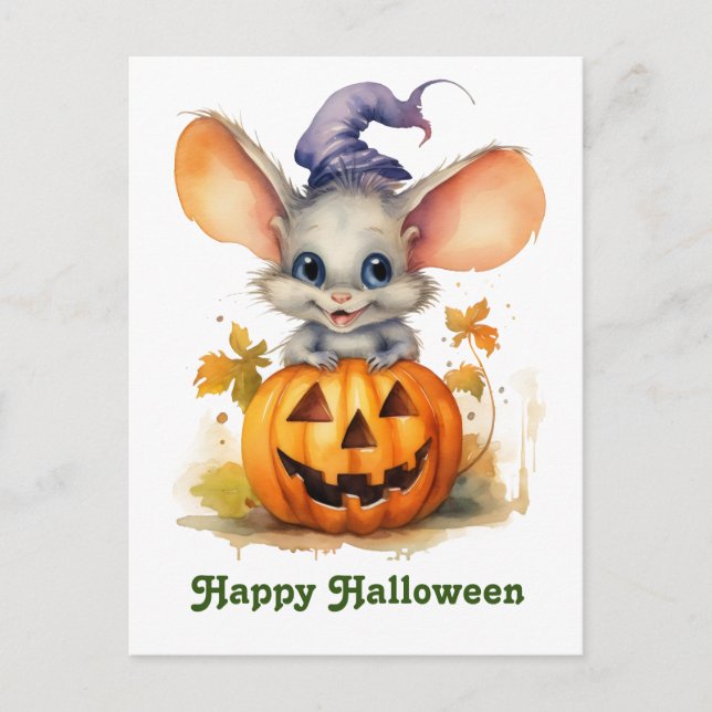 Halloween-Kürbismaus Postkarte (Vorderseite)