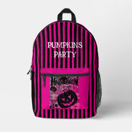 Halloween, Kürbisparty, Gruselig, Schwarz Pfirsich Bedruckter Rucksack