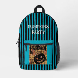 Halloween, Kürbisparty, Gruselig, Schwarz Pfirsich Bedruckter Rucksack