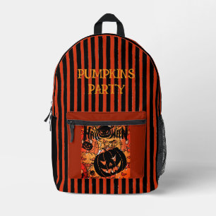 Halloween, Kürbisparty, Gruselig, Schwarze Pfirsic Bedruckter Rucksack