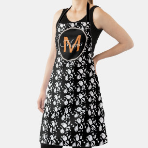 Halloween-Kürbiss-Schädel-Geist Orange Monogramm Schürze