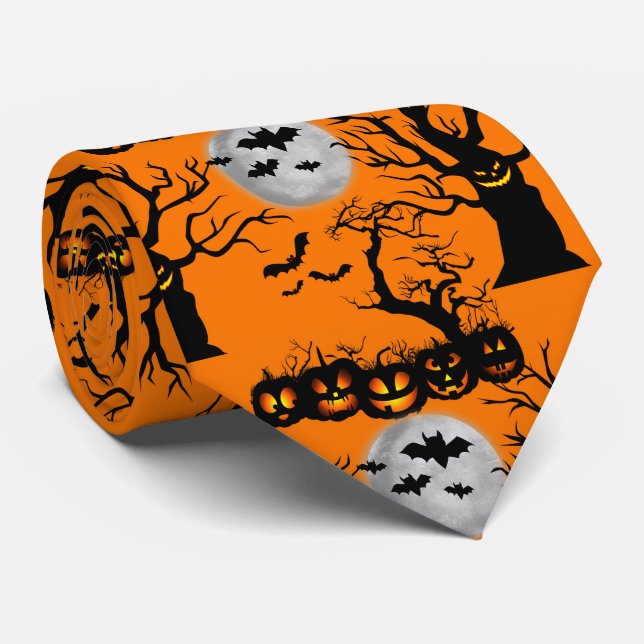 Halloween-Kürbisschläger-Muster-Krawatte Krawatte (Gerollt)