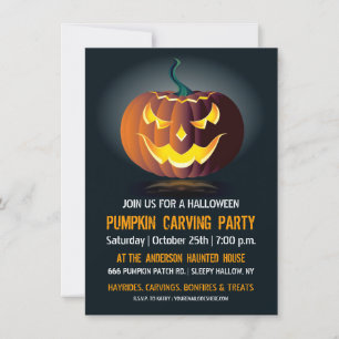 Halloween-Kürbisschnitzparty-Einladung Einladung