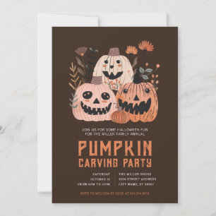 Halloween-Kürbisschnitzparty-Einladungen Einladung