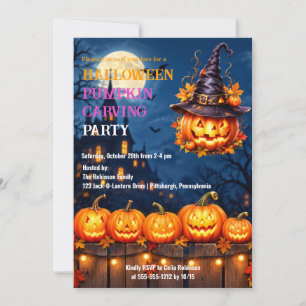 Halloween-Kürbisschnitzparty Jack O Lantern Einladung
