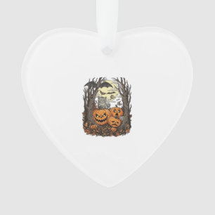 Halloween-Kürbisse Graue Katze Fledermaus Vollmond Ornament
