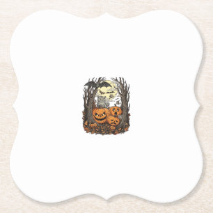 Halloween-Kürbisse Graue Katze Fledermaus Vollmond Untersetzer